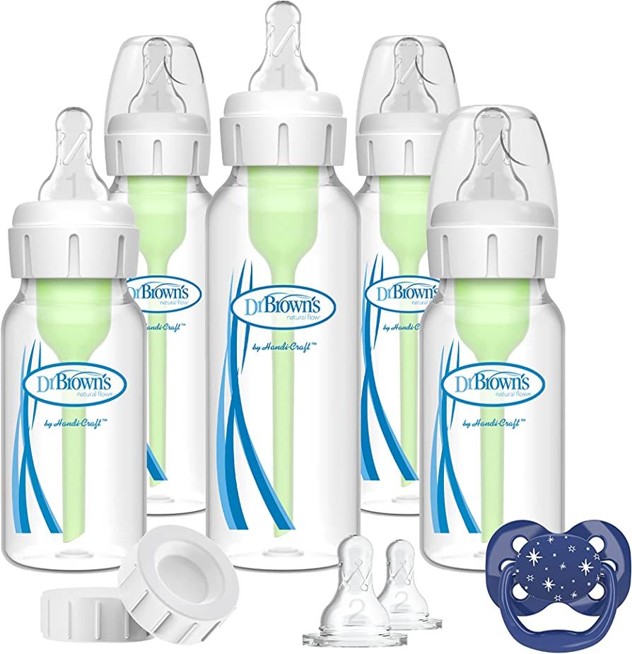 Dr. Brown’s Natural Flow Anti-Colic Options+ Narrow Baby Bottle Gift Set with Advantage Pacifie... | Amazon (US)