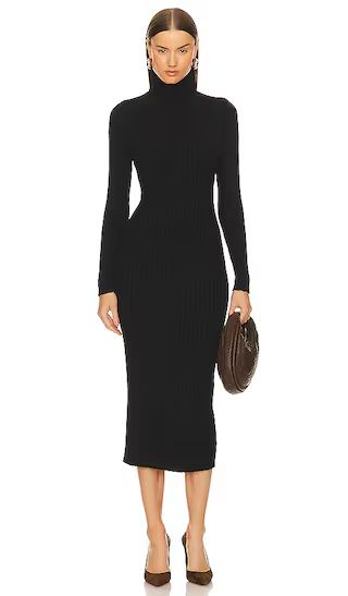 Kylie Rib Midi Dress in Black | Revolve Clothing (Global)