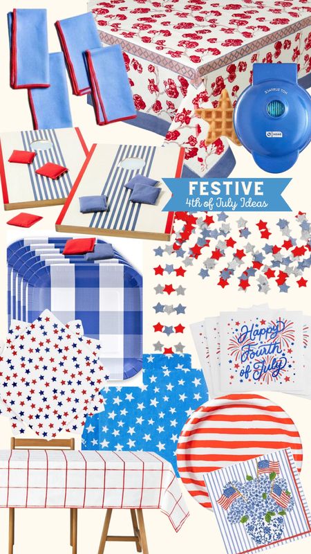 4th of July party supplies, paper goods, tableware and games / red white and blue patriotic party ideas 

#LTKFind #LTKSeasonal