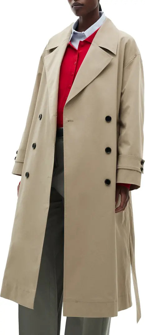MANGO Oversize Tie Waist Double Breasted Trench Coat | Nordstrom | Nordstrom