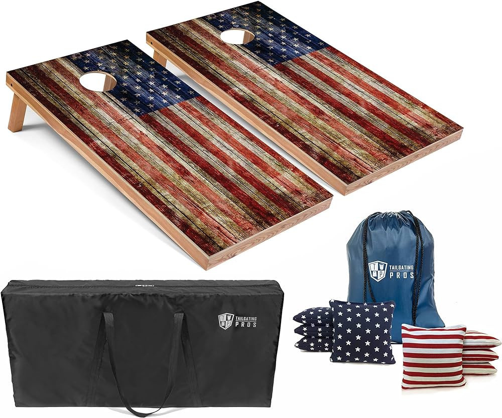 Tailgating Pros American Themed Lightweight Cornhole Board Set w/Bean Bags and Carrying Case - 4'... | Amazon (US)