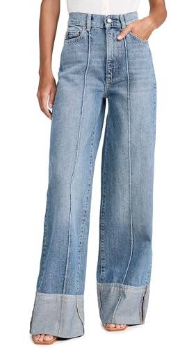 DL1961 Women's Hepburn Wide Leg Jeans: High Rise Vintage 32', Springdale Cuffed (Vintage), Blue, 24 | Amazon (US)