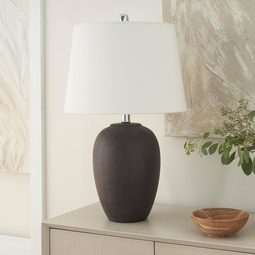 Nourison Home 23" Dark Purple Distressed Ceramic Pot Table Lamp for Bedroom, Living Room, Dining,... | Amazon (US)