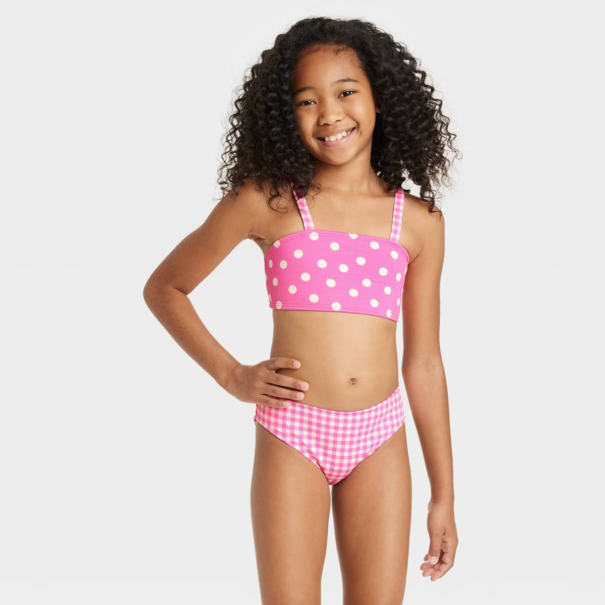 Girls' Gingham Spots Polka Dots Bikini Set - Cat & Jack™ Pink | Target