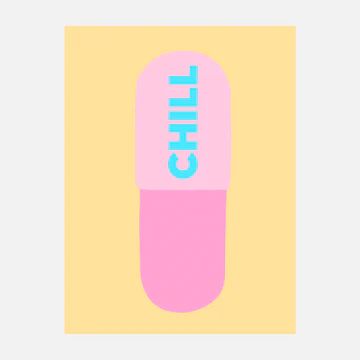 Chill Pill Print by Paisley Flamenbaum | Dorm Essentials - Purple / 9" x 12" - Dormify | Dormify