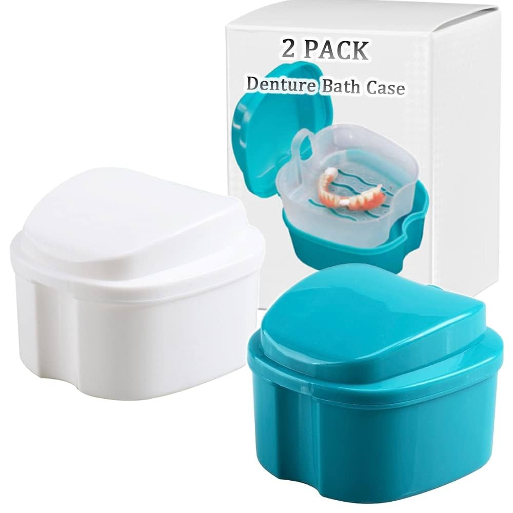 Denture Bath Box Cup, Complete Clean Care for Dentures, Clear Braces, Mouth Guard, Night Guard & ... | Amazon (US)