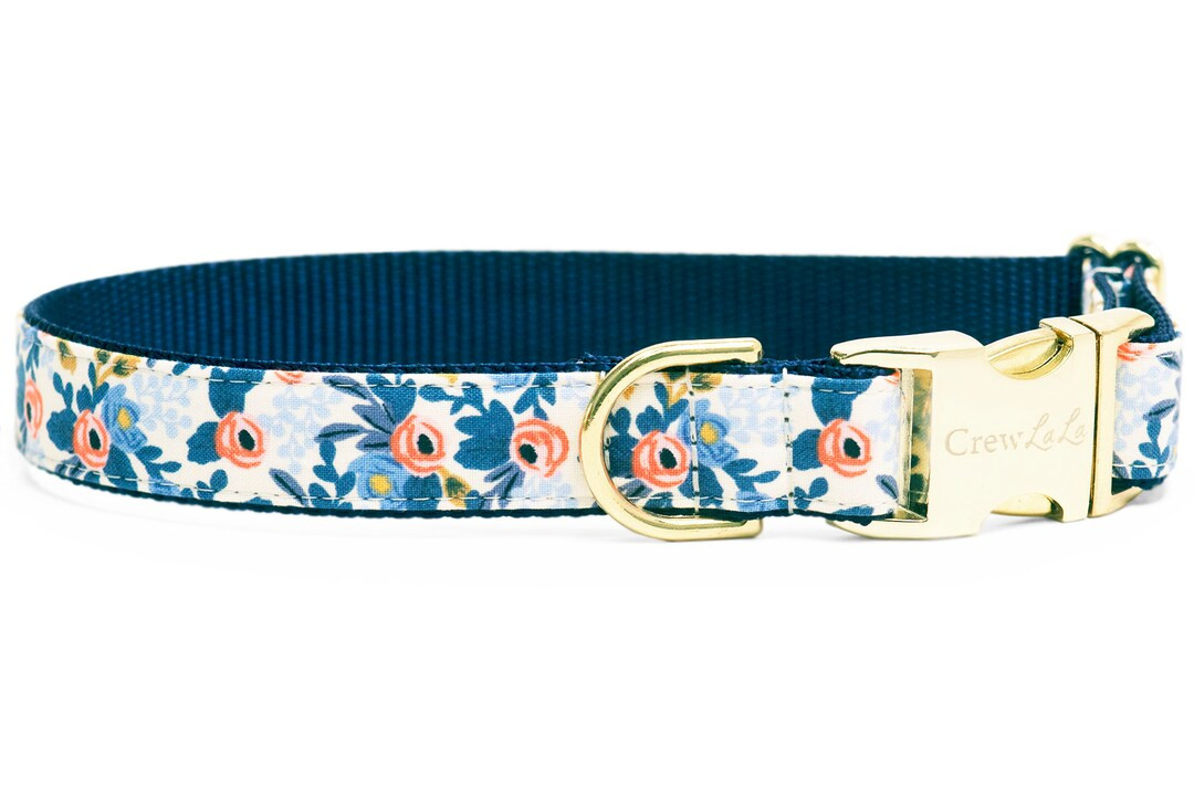 Crew Lala Navy Les Fleurs Dog Collar - Etsy | Etsy (US)