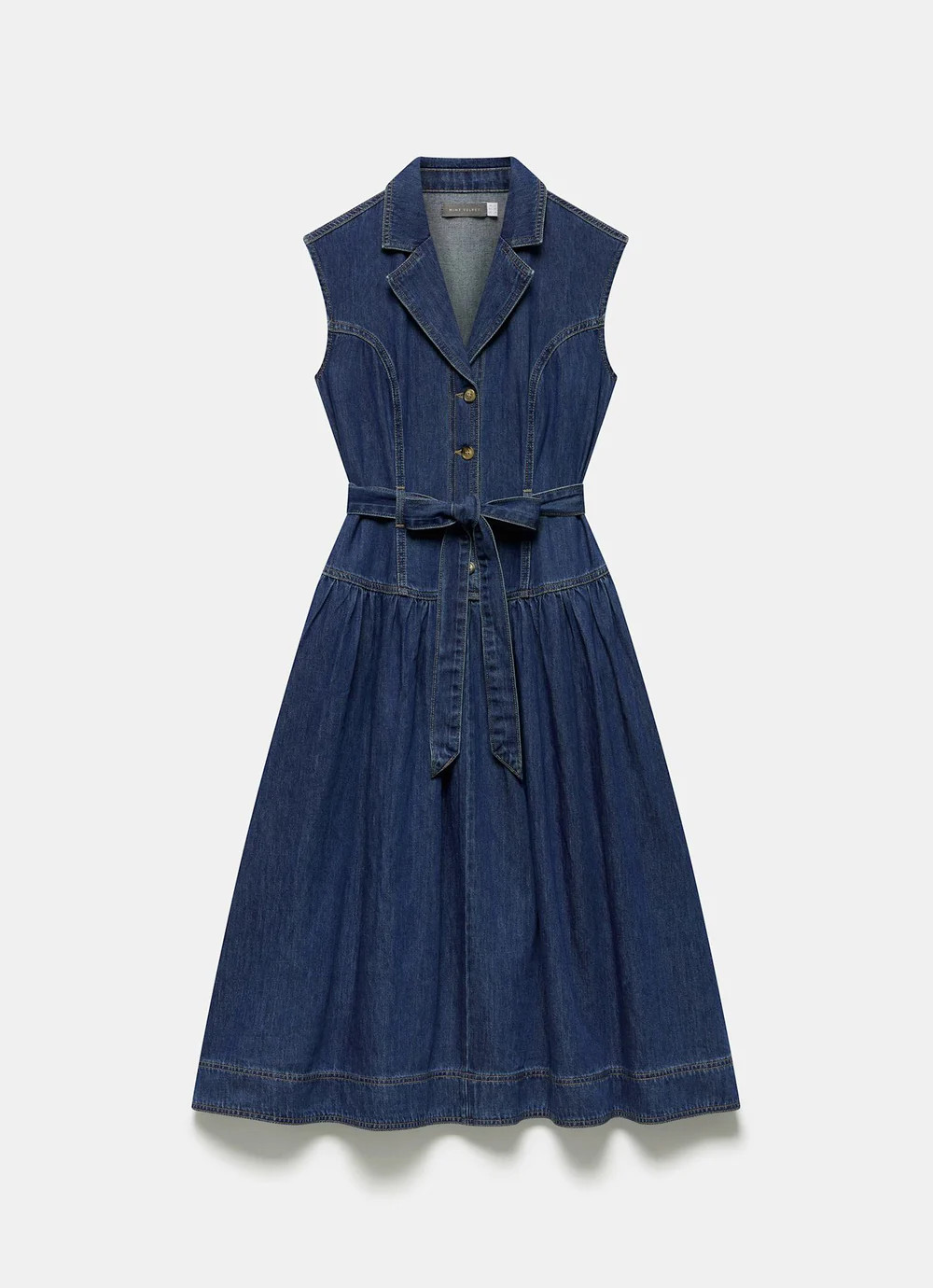 Dark Indigo Drop Waist Collared Denim Dress | Mint Velvet