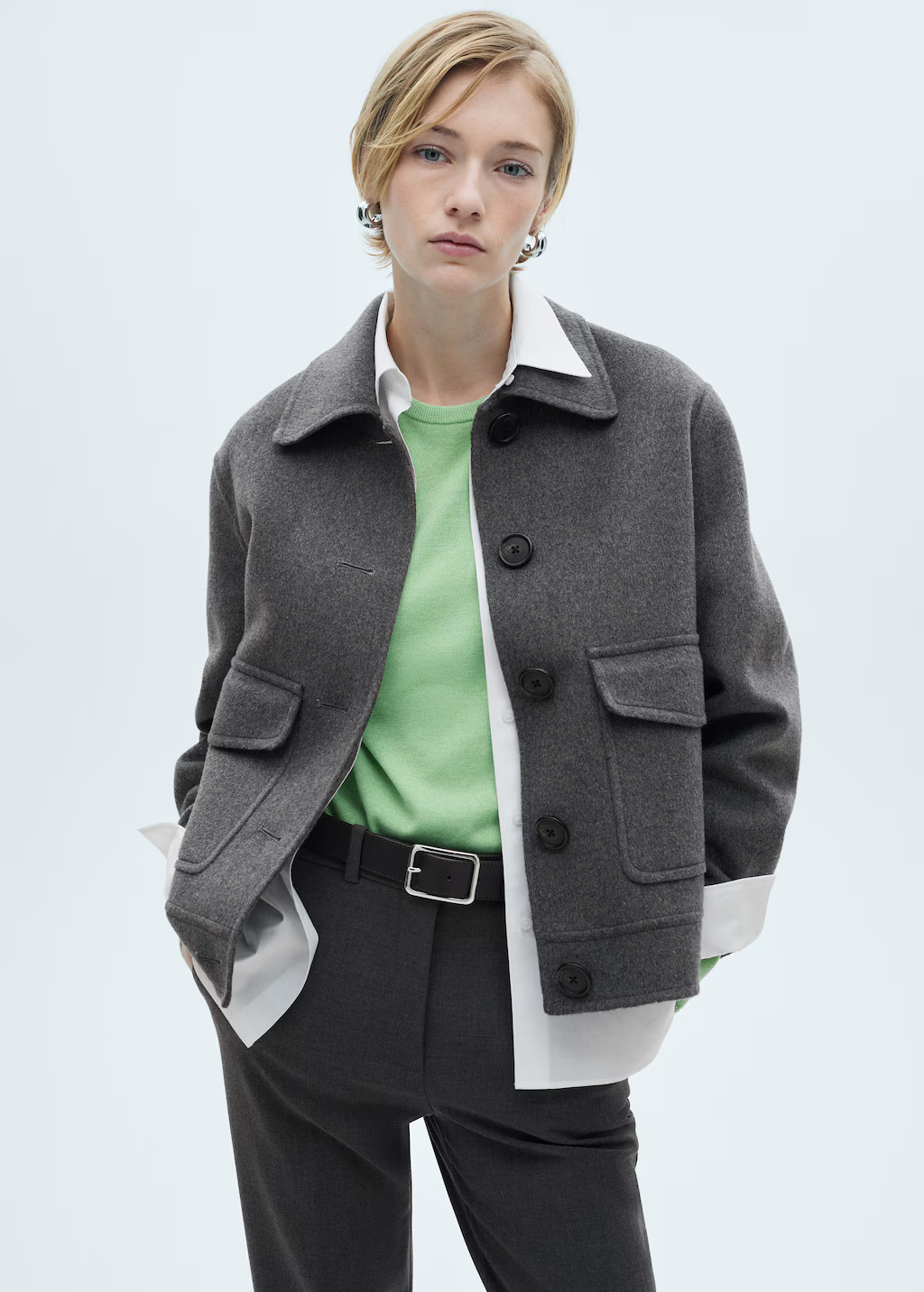Pocketed wool-blend jacket | MANGO (US)