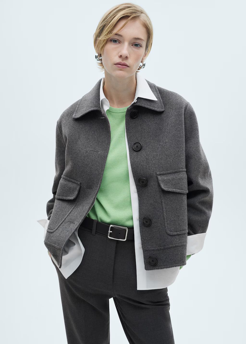 Wool-blend jacket with pockets - Woman | MANGO United Kingdom | MANGO (UK)