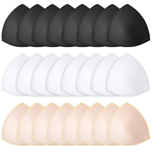 HaiFafafaing 12 Pairs Bra Inserts Pads Triangle Removable Sports Bra Pads Inserts 3 Colors Edge-Sewn Bras Cups Replacement for Woman Sports Bras Bikinis Swimwear | Amazon (US)