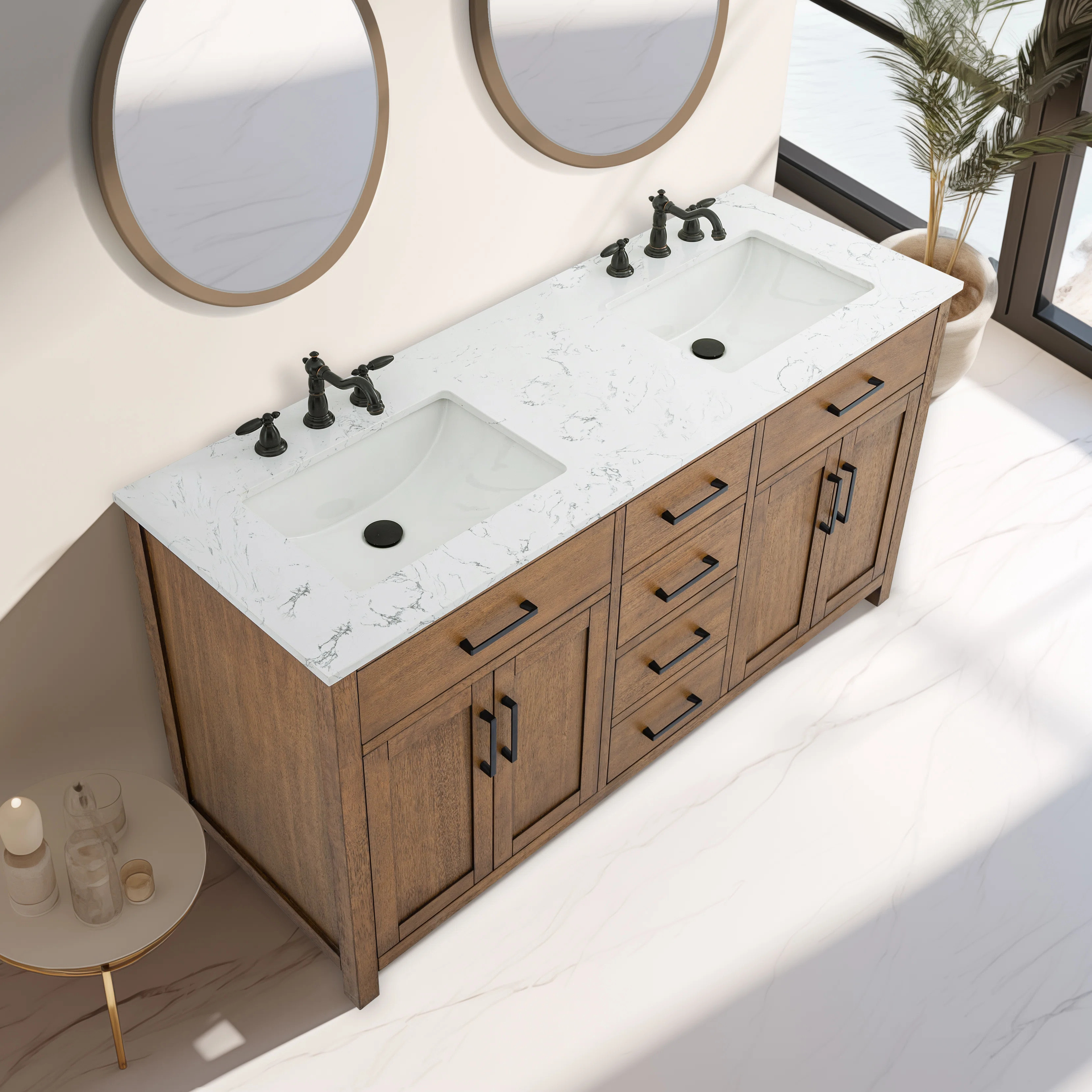 Tremolo 60" Double Bathroom Vanity With Engineered Marble Top | Wayfair North America