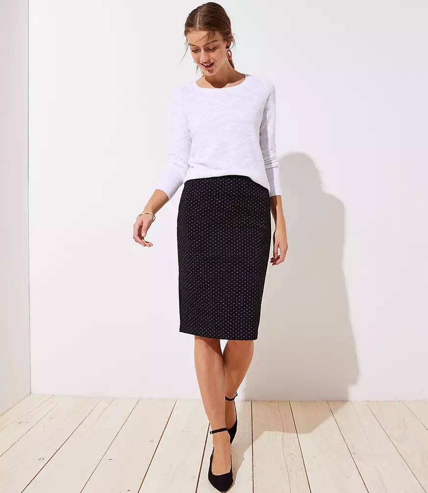 Dotted Knit Pull On Pencil Skirt | LOFT