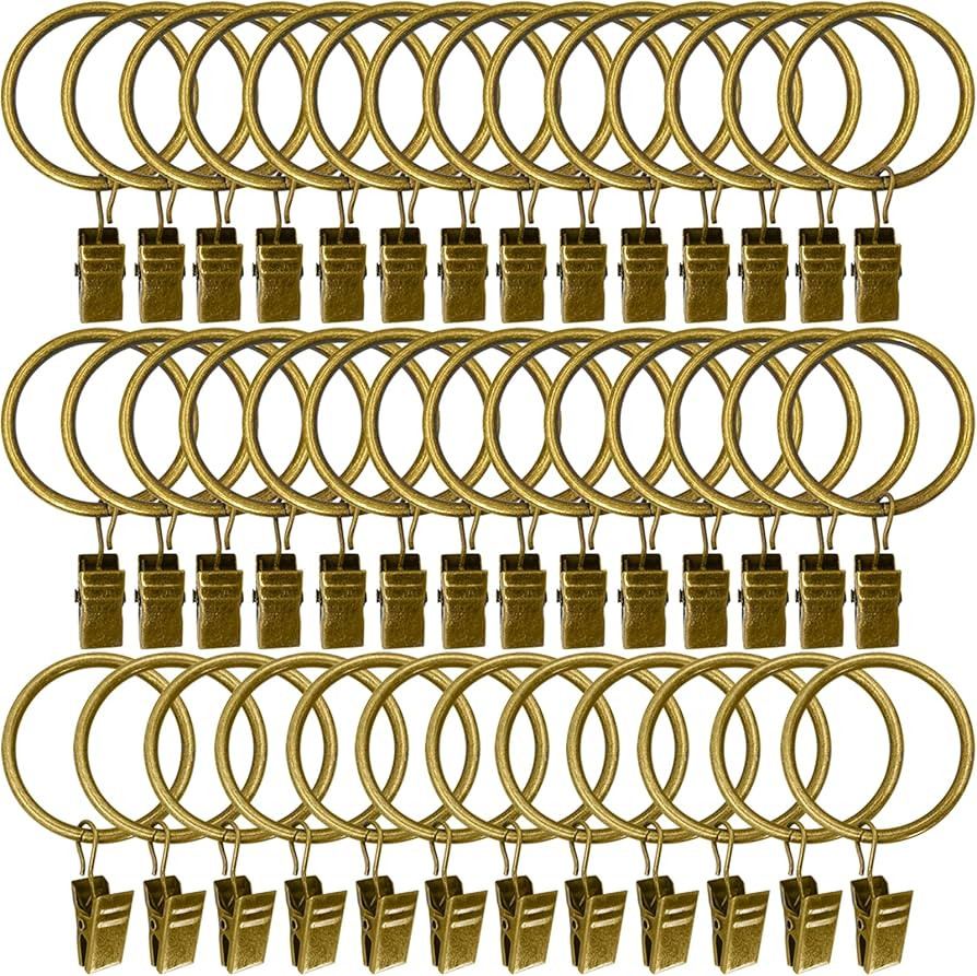 40 Pack Metal Curtain Rings with Clips, Drapery Clips with Rings, Curtain Rod Clips Hooks, Decora... | Amazon (US)