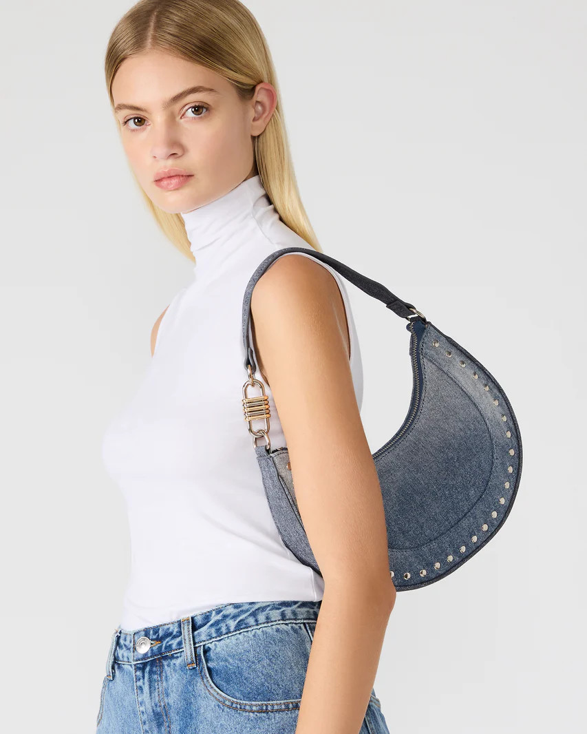 LIAMM Bag Denim Shoulder Strap Dome-Studded Women's Handbag | Steve Madden (US)