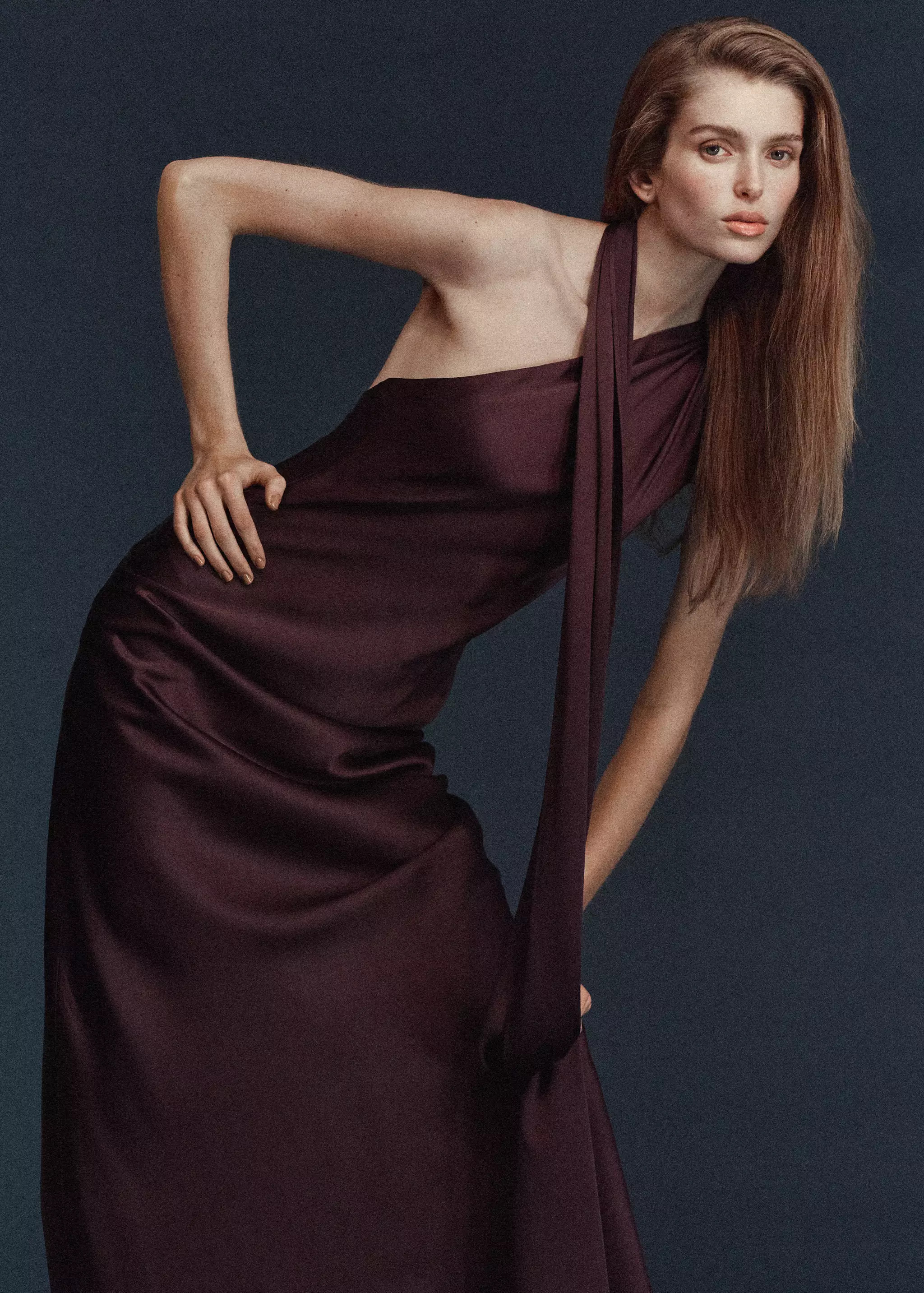 Asymmetrical bow-neck dress - Women | MANGO United Kingdom | MANGO (UK)