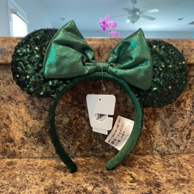 US 2022 Ears Edition Minnie Mouse Emerald Green Sequins Disney Parks Headband | eBay US