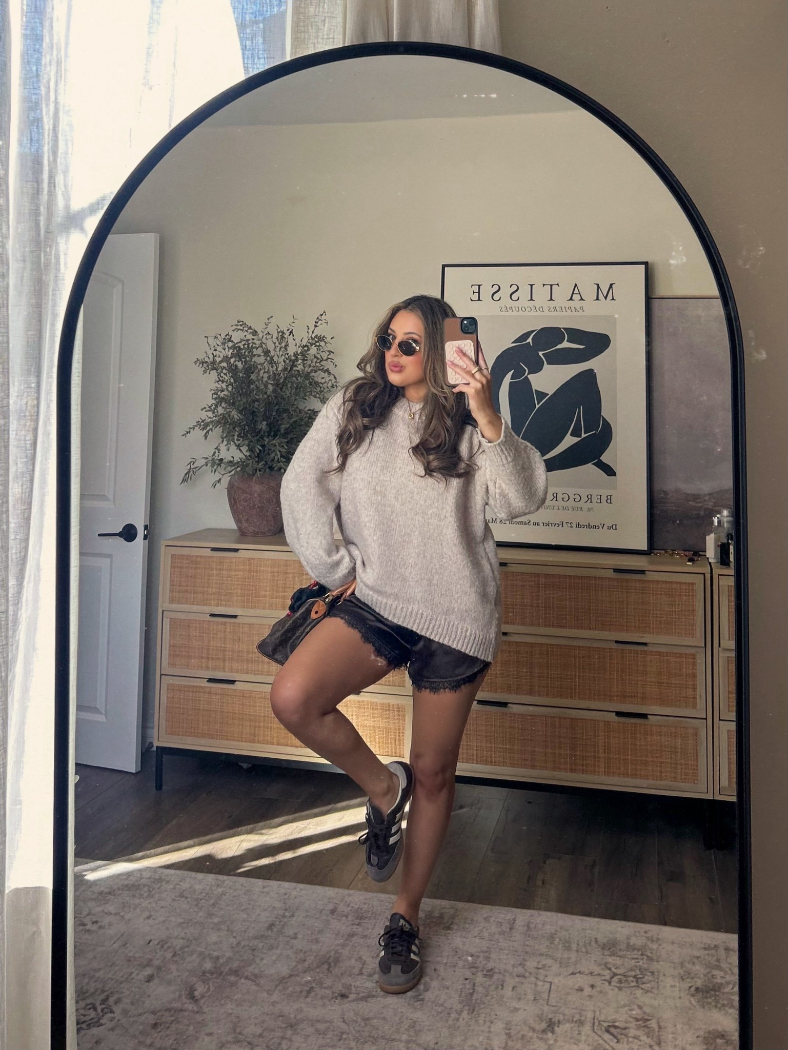 Brown lace shorts spring outfit 

#LTKootd