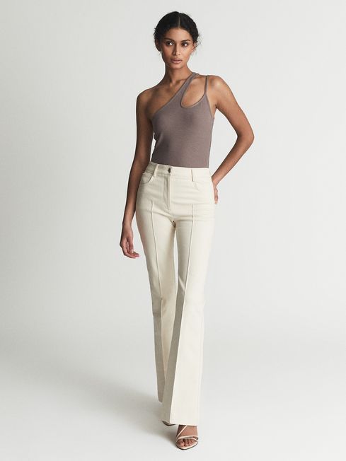 Reiss White Amber One Shoulder Cut Out Jersey Top | Reiss (UK)