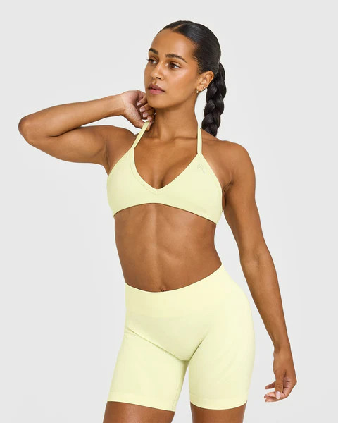 EnhanceLift™ Seamless Minimal Halter Neck Bralette 
 Pastel Yellow | Oner Active (UK / US)