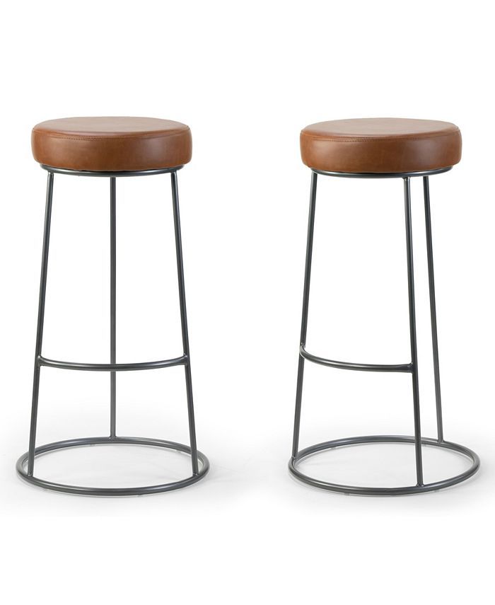 Glamour Home Set of 2 Amie Backless Bar Stool with Gunmetal Frame & Reviews - Furniture - Macy's | Macys (US)