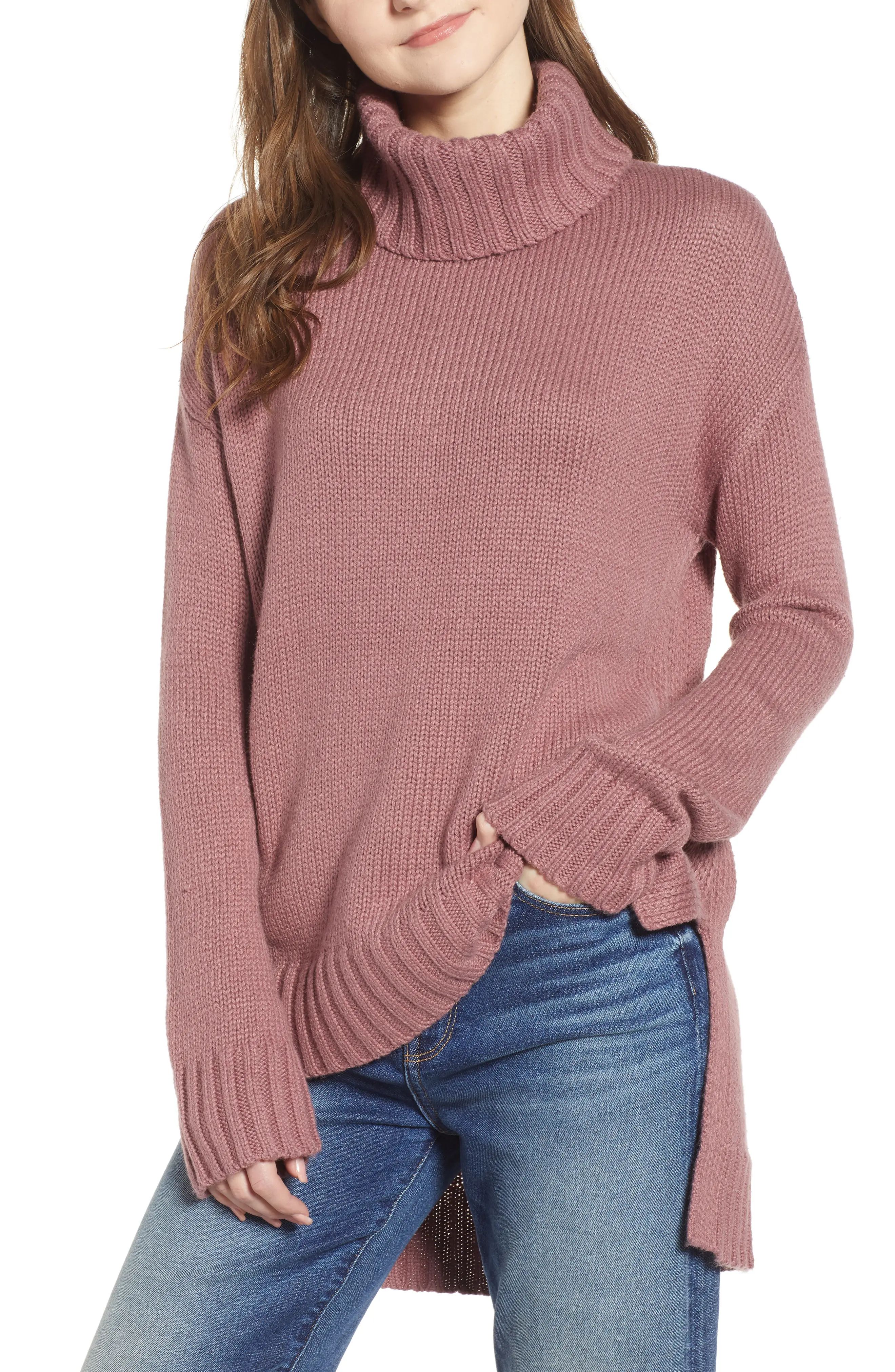 Halogen® High/Low Turtleneck Sweater (Regular & Petite) | Nordstrom