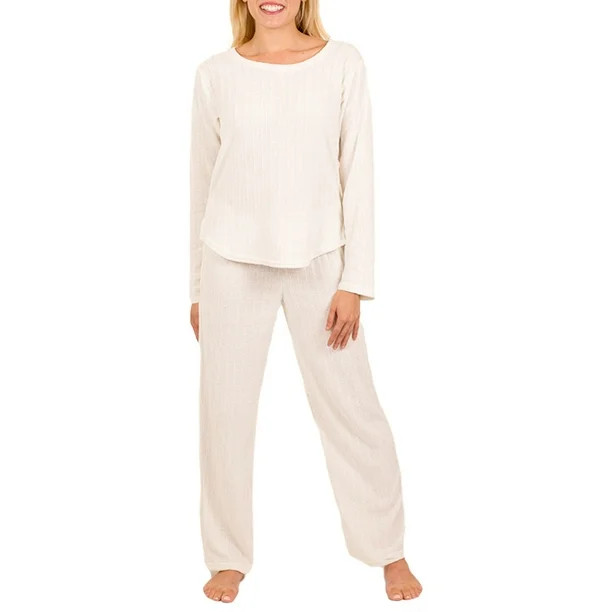 Jo & Bette Women’s Long Sleeve Chenille Pajama Set, PJ Lounge Shirt & Pants - Walmart.com | Walmart (US)