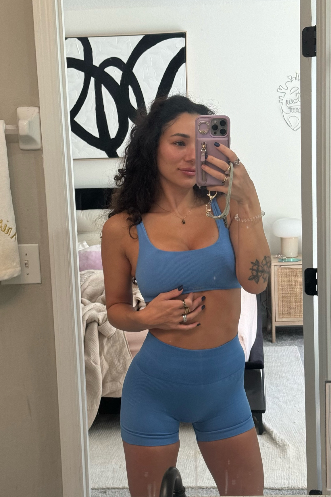 Set active gym outfit set petite fitness girl sports bra athletic shorts workout fit blue summer fall bike shorts 

Bra - small
Shorts - XS

#LTKFindsUnder100 #LTKFitness #LTKU