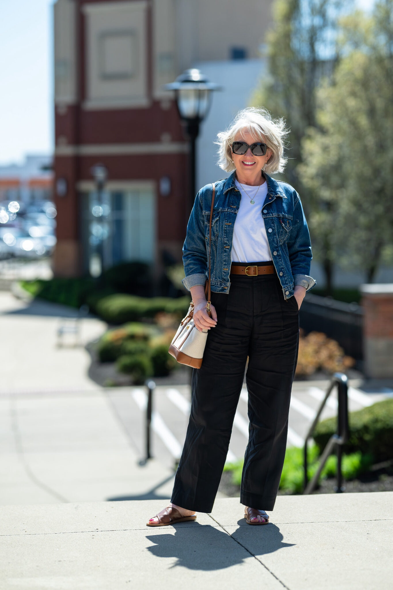 Today on the blog I’m sharing two ways to wear black linen pants this spring. 

I’m just wearing a basic white crewneck t-shirt and my Levi’s denim jacket, accessorized with casual cognac belt, sandals and shoulder bag. But you could easily swap in a graphic tee or other casual t-shirt.

#LTKmidsize #LTKstyletip #LTKover40