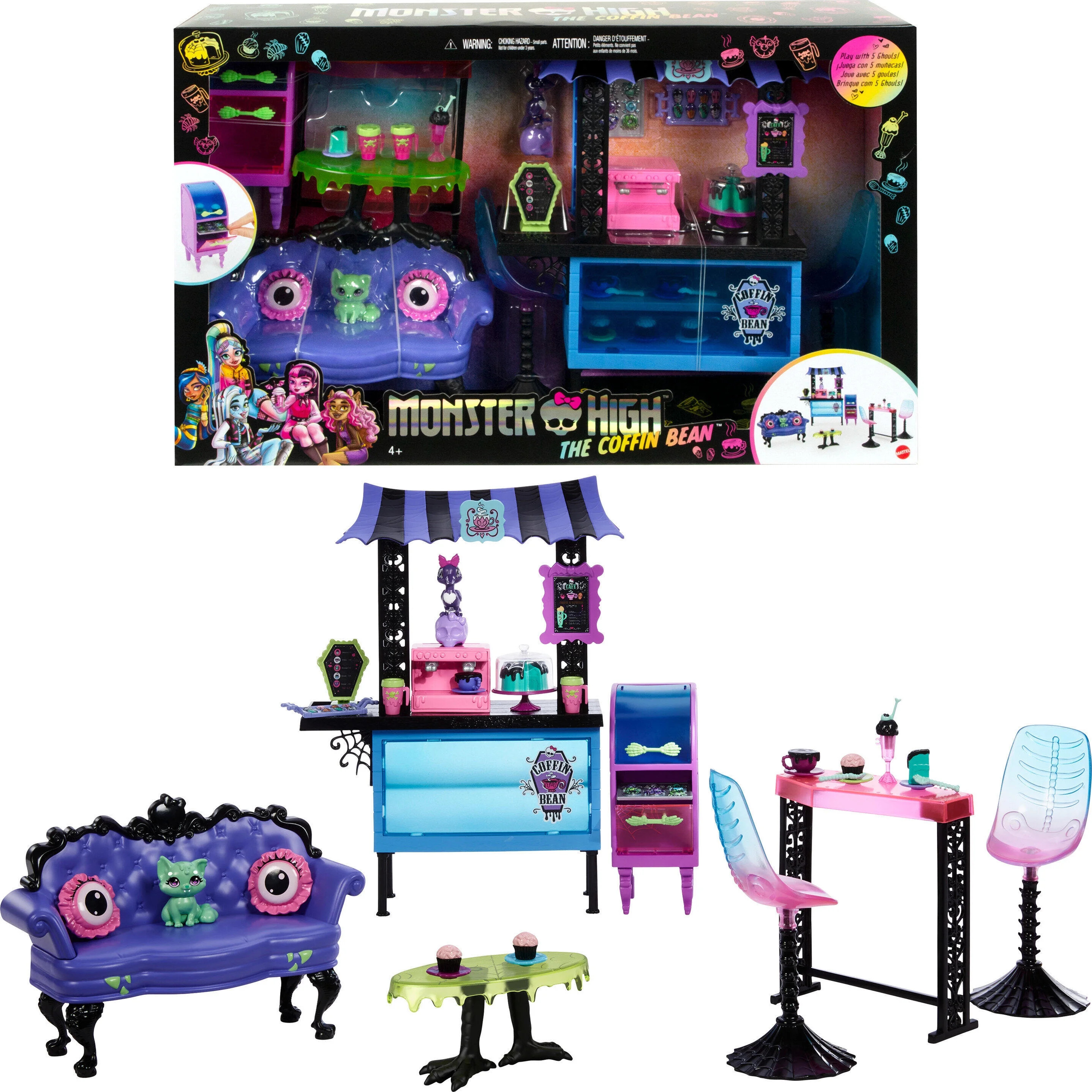 Monster High The Coffin Bean Playset with Cafe Furniture, Drink and Snack Accessories - Walmart.c... | Walmart (US)