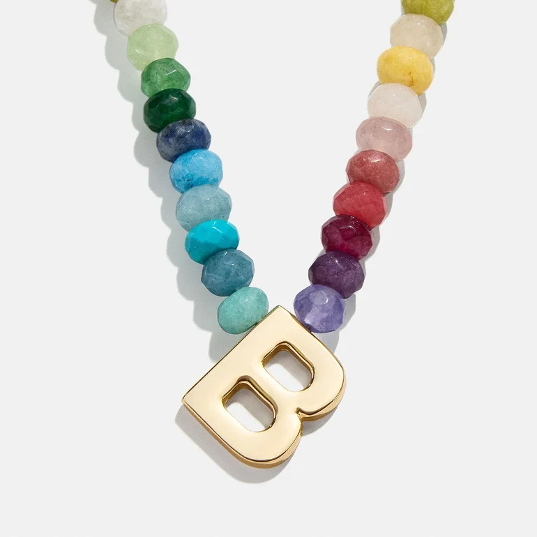 Semi-Precious Block Initial Necklace - Multi | BaubleBar