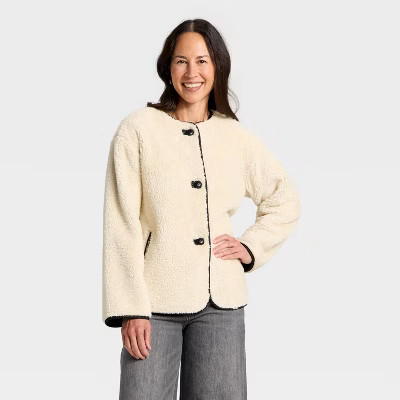 Women's Faux Sherling Coat - Universal Thread™ Cream S | Target