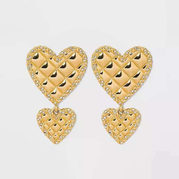 SUGARFIX by BaubleBar Quilted Heart Drop Earrings - Gold | Target