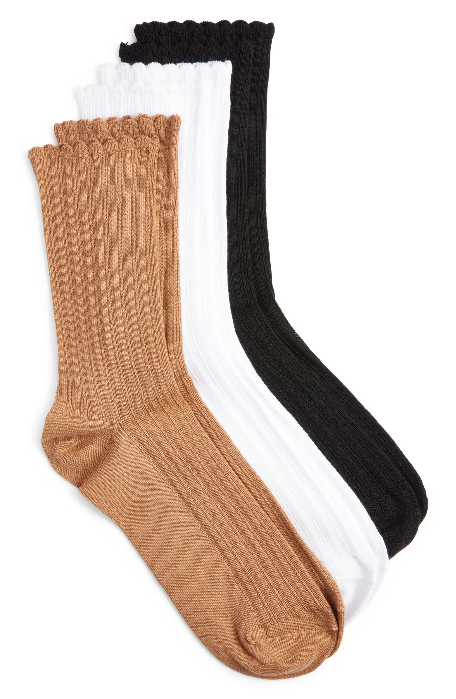 3-Pack Scalloped Pointelle Crew Socks | Nordstrom