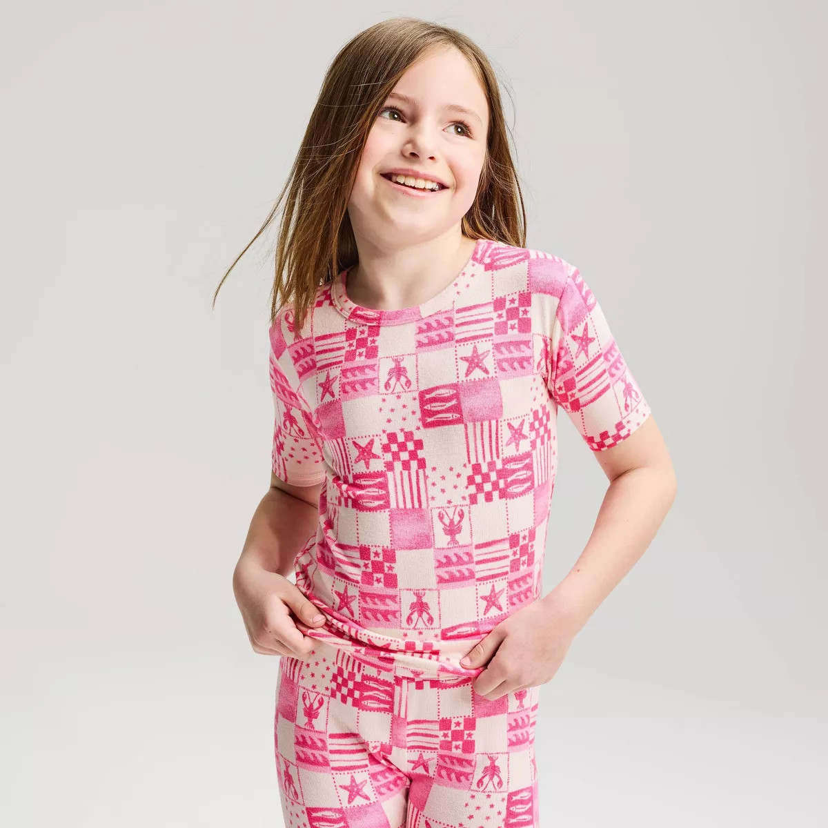 Girls' Short Sleeve Tight Fit Sweater Knit Pajama Set - Cat & Jack™ Pink 10 | Target