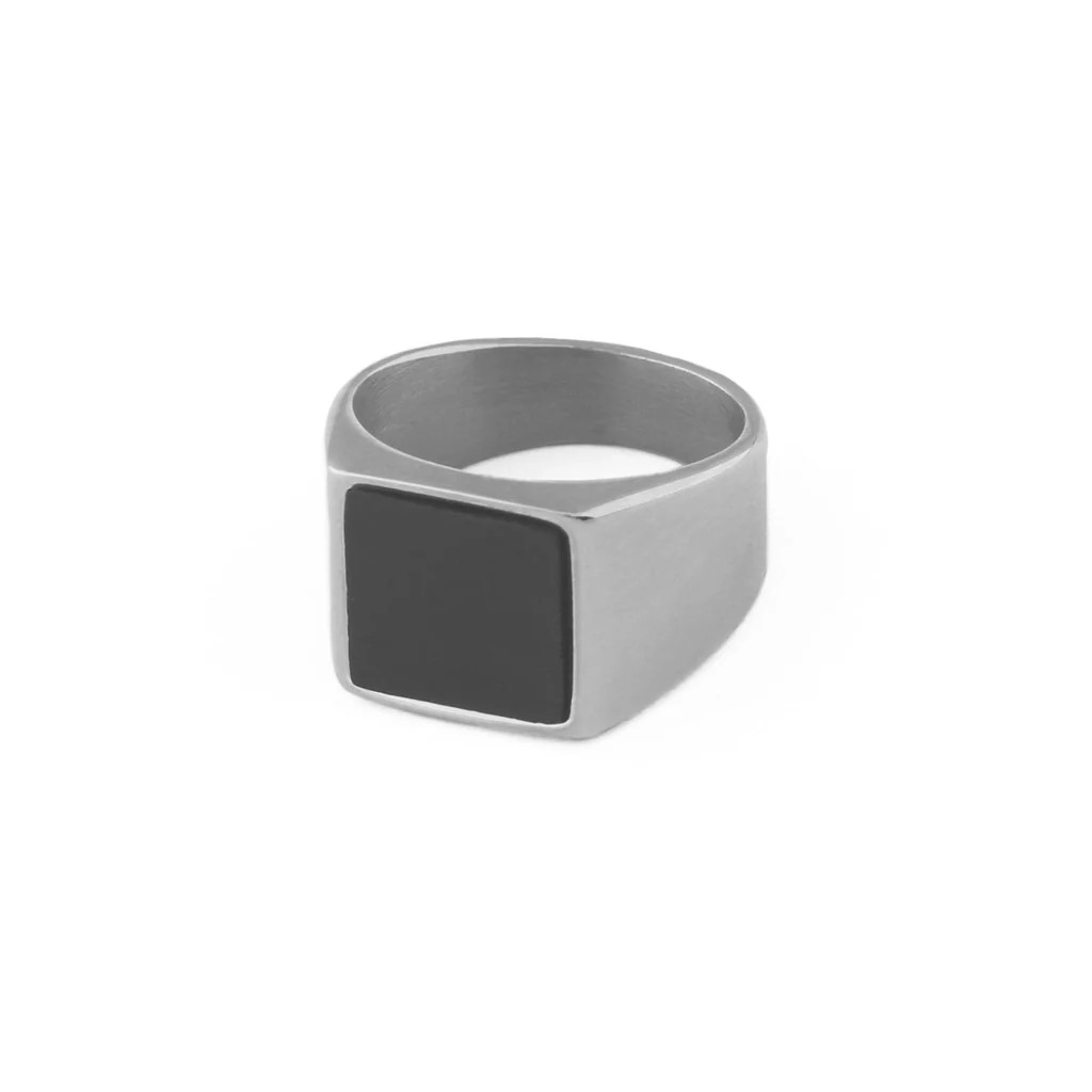 Black Onyx Signet Ring - Silver | Orelia