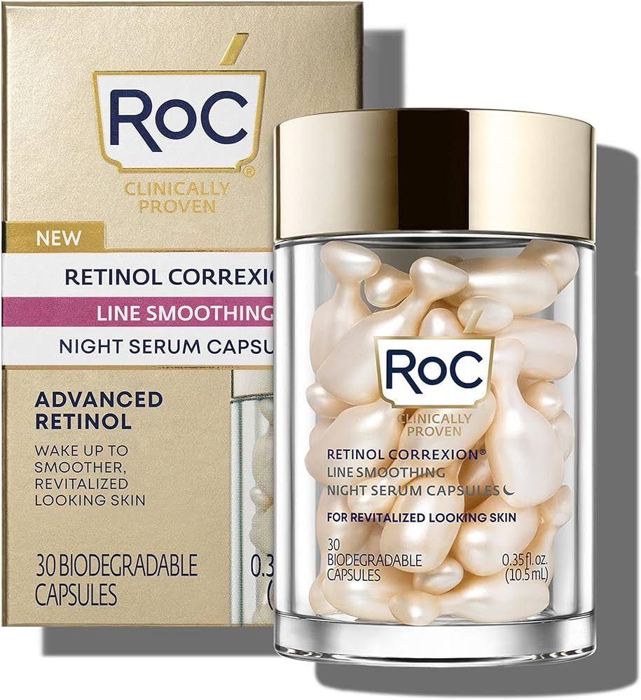 RoC Retinol Correxion Anti-Aging Wrinkle Night Serum, Daily Line Smoothing Treatment for Fine Lin... | Amazon (US)