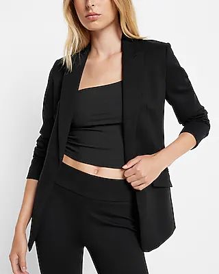 Luxe Comfort Knit Open Front Peak Lapel Boyfriend Blazer | Express