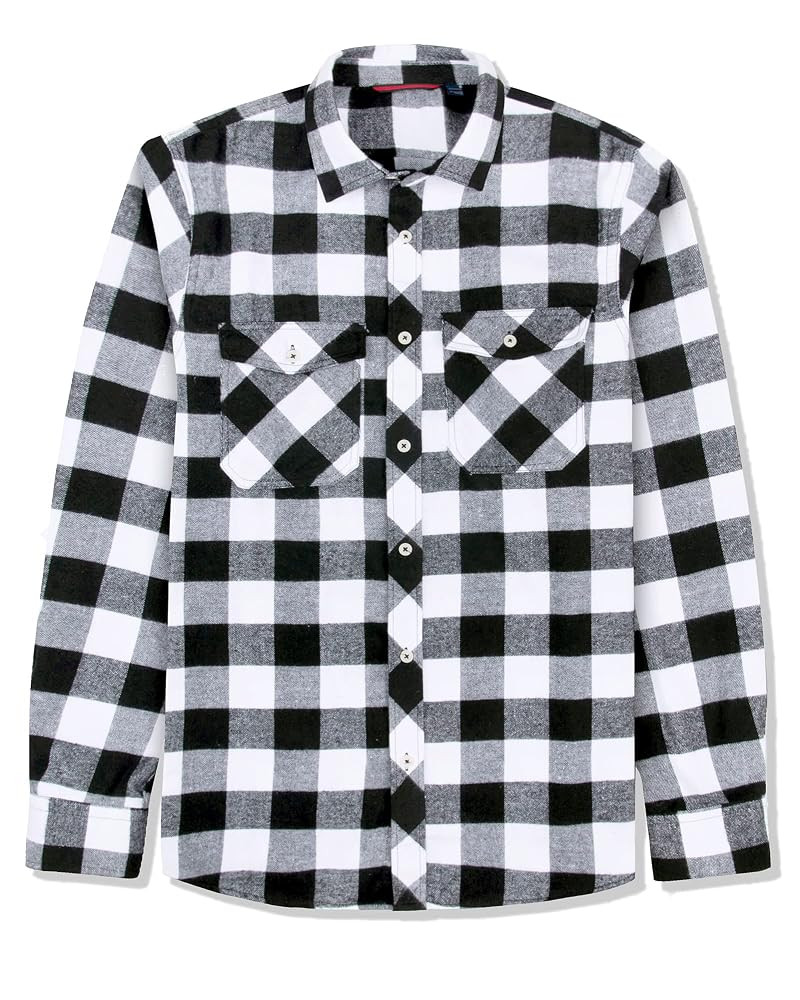 Men's Plaid Flannel Shirt Long Sleeve Casual Button Down Shirts Regular Fit Cotton Office Work To... | Amazon (US)