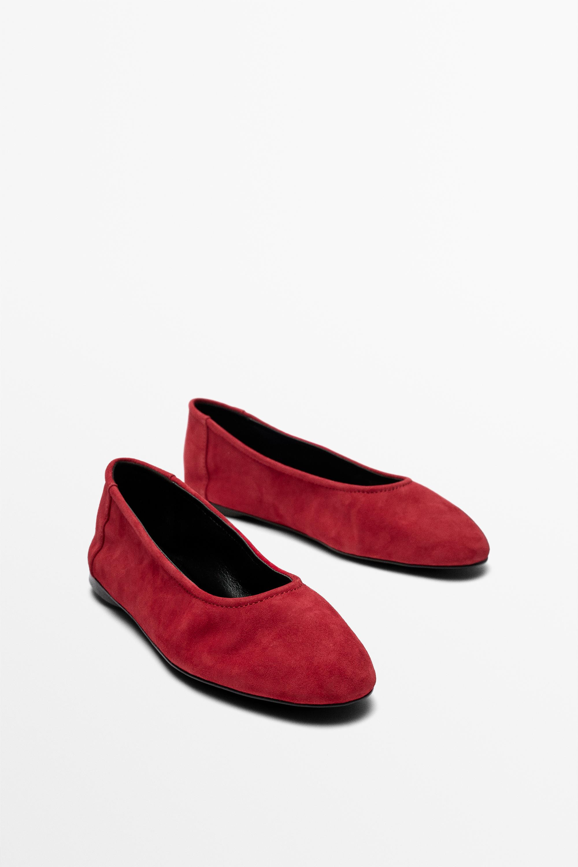 Suede ballerinas with round toe | Massimo Dutti US