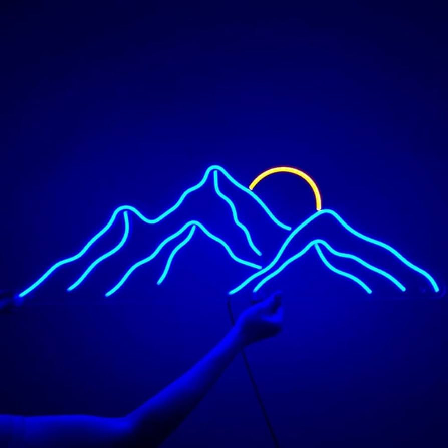 Custom Led Mountains Neon Night Light Sign Sunrise Home Decor Sunset Wall Art Indoor Bedroom Wall... | Amazon (US)