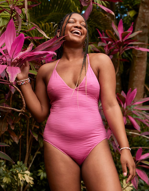 Aerie Jacquard Scoop One Piece Swimsuit | American Eagle Outfitters (US & CA)