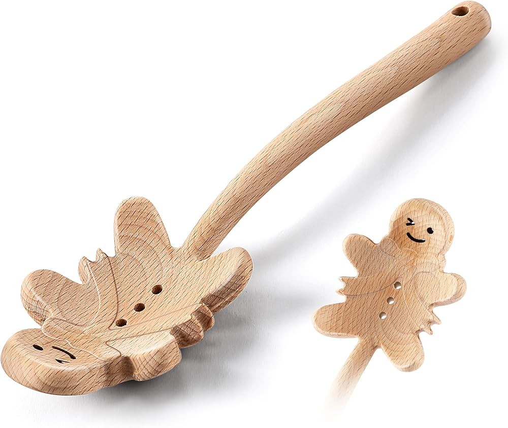 Enhon 9.45 Inch Christmas Cooking Spoon Gingerbread Man Spaghetti Wooden Spoon, Gingerbread Man K... | Amazon (US)