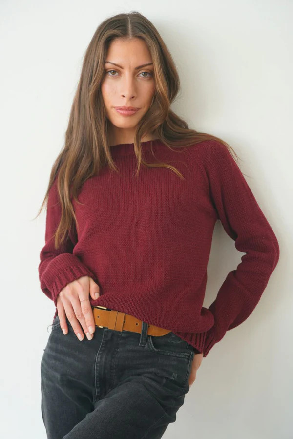 Sloane Crewneck in Burgundy | Paneros Clothing