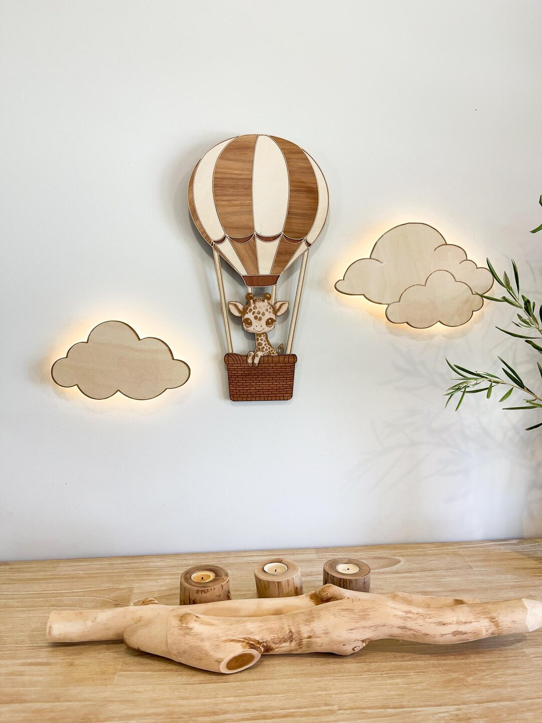 Hot Air Balloon Nursery Light – Girafe Night Light & Cloud Lamps – Baby Room Wall Decor – S... | Etsy (US)