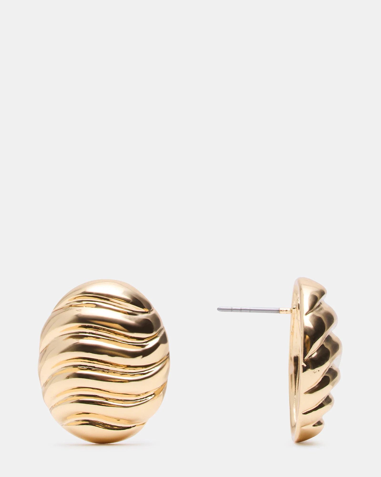 GROOVED CIRCULAR STUD EARRINGS GOLD Women's Sculpted Grooved Stud Earrings | Steve Madden (US)