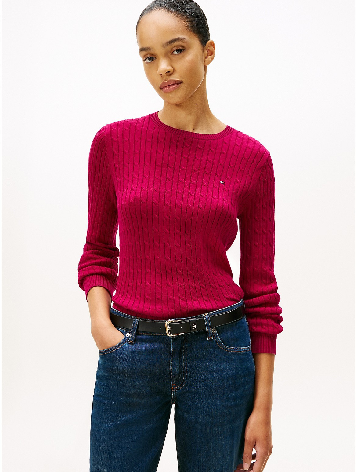Tommy Hilfiger Women's Cable Knit Sweater - Pink - XS | Tommy Hilfiger (US)