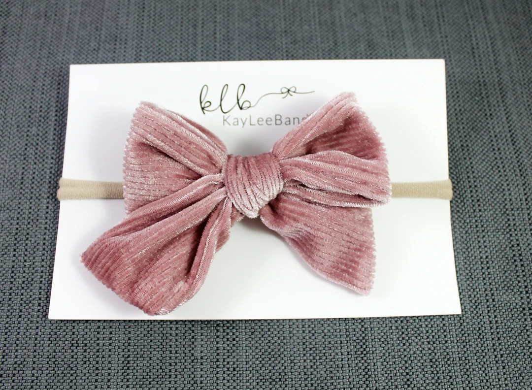 Dusty Pink Headband Velvet Hair Bow Fall Hair Bow Velvet - Etsy | Etsy (US)