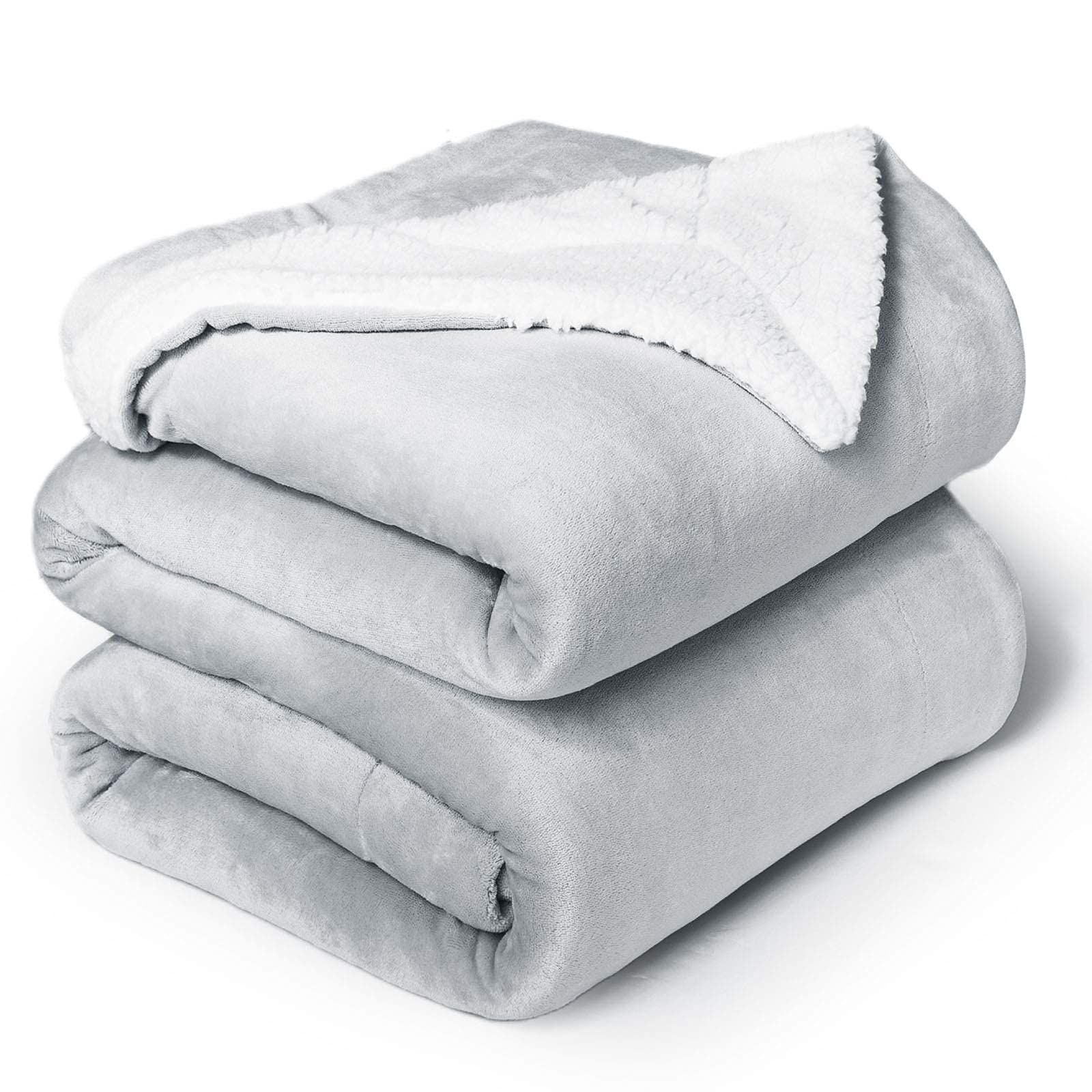 Bedsure Sherpa Fleece Bed Blankets Queen Size - Light Grey Thick Fuzzy Warm Soft Large Queen Blanket | Amazon (US)