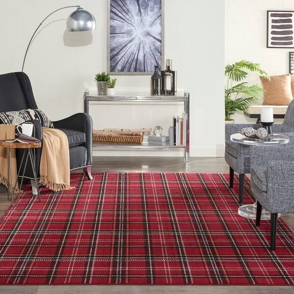 Nourison Grafix Buffalo Plaid Farmhouse Area Rug | Bed Bath & Beyond